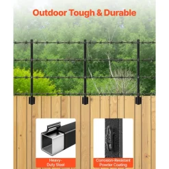 VEVOR Fence Post Extender, 12 Packs 32.1 in Barbed Wire Arm, Sturdy Steel Fence Height Extender, Flat or Surface Mounted Barbed Wire Extension Arms, Protect Privacy and Prevent Pets Jumping Off