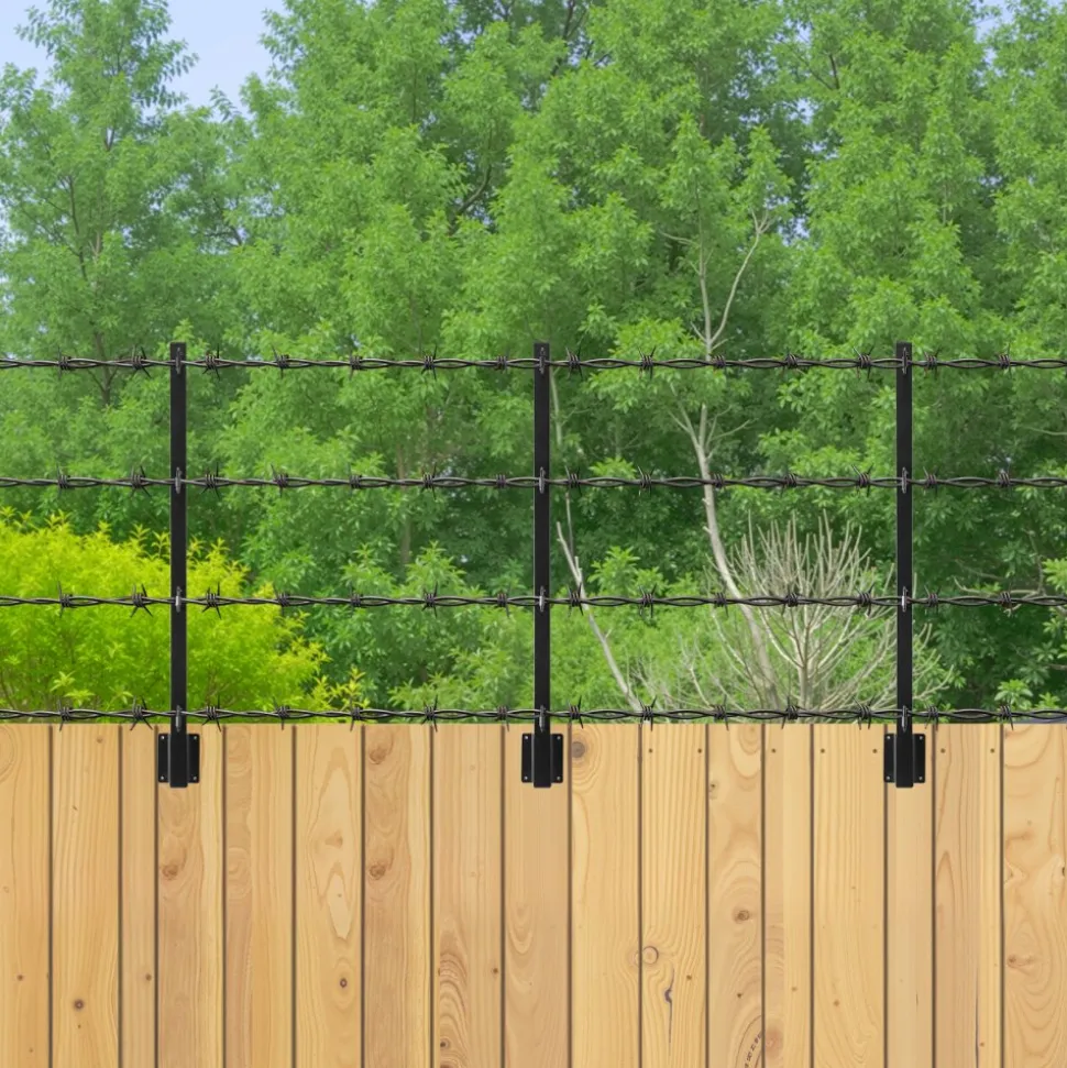 VEVOR Fence Post Extender, 12 Packs 32.1 in Barbed Wire Arm, Sturdy Steel Fence Height Extender, Flat or Surface Mounted Barbed Wire Extension Arms, Protect Privacy and Prevent Pets Jumping Off