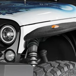 VEVOR Fender Flare, Front & Rear Jeep Fender Flares Compatible with 2018-2024 Jeeps JL/JLU 2/4 Doors, Off-Road Steel Liner Set with LED Lighting, Fine-Textured Black Paintable Fenders for Jeep JL