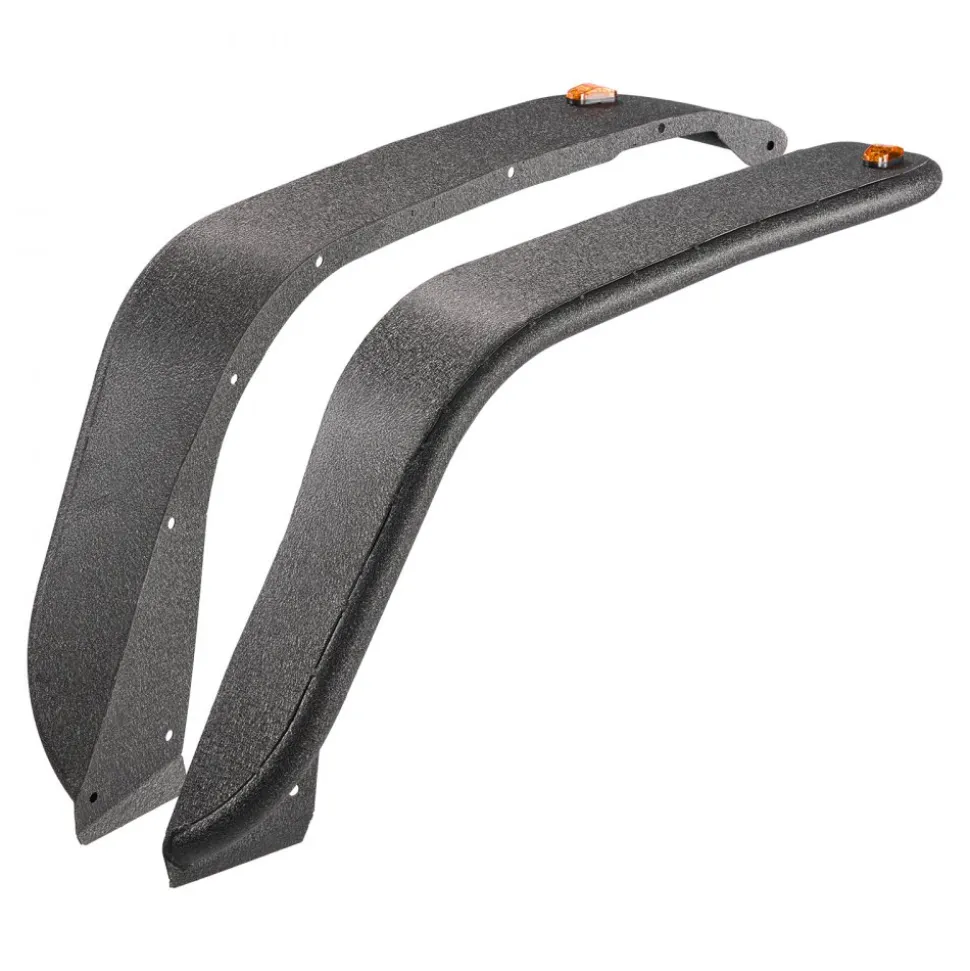 VEVOR Fender Flare, Front & Rear Jeep Fender Flares Compatible with 2018-2024 Jeeps JL/JLU 2/4 Doors, Off-Road Steel Liner Set with LED Lighting, Fine-Textured Black Paintable Fenders for Jeep JL