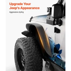 VEVOR Fender Flare, Front & Rear Fender Flares Compatible with 2007-2018 Jeeps JK/JKU 2/4 Doors, Fine-Textured Black Paintable Off-Road Steel Liner Set, Fenders for Jeep JK, Rust-Resistant Coating