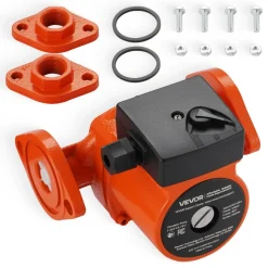 VEVOR F-007-F5-71FC Cast Iron Circulator Pump, 23 GPM, AC 120V 16 ft Hot Water Recirculating Circulation Pump, 1-Inch Flange Connection, 3-Speed Adjustment, Quiet Operation, for Home Heating System