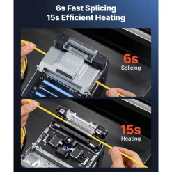 VEVOR Fiber Fusion Splicer 6 Motors with 6s Splicing & 15s Heating, 7800mAh Core Alignment Fiber Optical Splicer, 5
