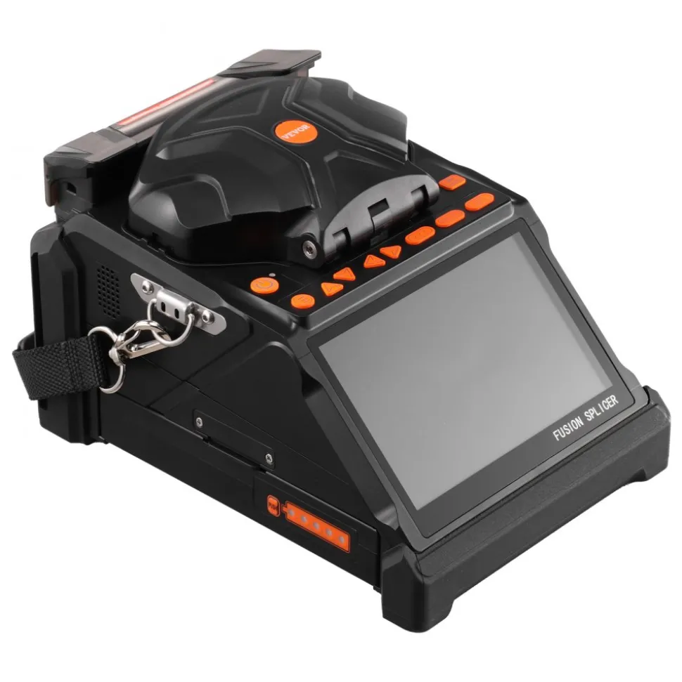 VEVOR Fiber Fusion Splicer 6 Motors, Core & Clad Alignment Fibers Optic Splicer with 6s Fast Splicing and 13s Heating, 5" LCD Screen, 3 in 1 Fiber Holder, 7800mAh Battery for SM MM DS NZDS Fibers