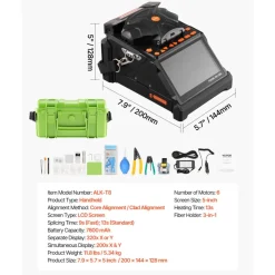 VEVOR Fiber Fusion Splicer 6 Motors, Core & Clad Alignment Fibers Optic Splicer with 6s Fast Splicing and 13s Heating, 5