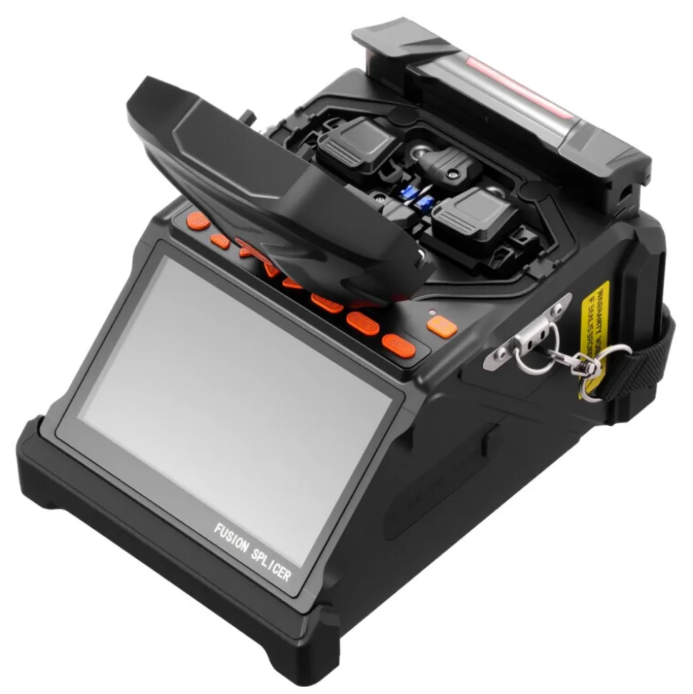 VEVOR Fiber Fusion Splicer 6 Motors, Core & Clad Alignment Fibers Optic Splicer with 6s Fast Splicing and 13s Heating, 5" LCD Screen, 3 in 1 Fiber Holder, 7800mAh Battery for SM MM DS NZDS Fibers