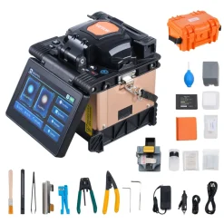 VEVOR Fiber Fusion Splicer 4 Motors, Clad Alignment Fiber Optic Splicer 6s Splicing & 13s Heating, Fiber Splicer Machine with 5" Touch Screen, 3 in 1 Fiber Holder, 7800mAh Battery for SM MM DS NZDS
