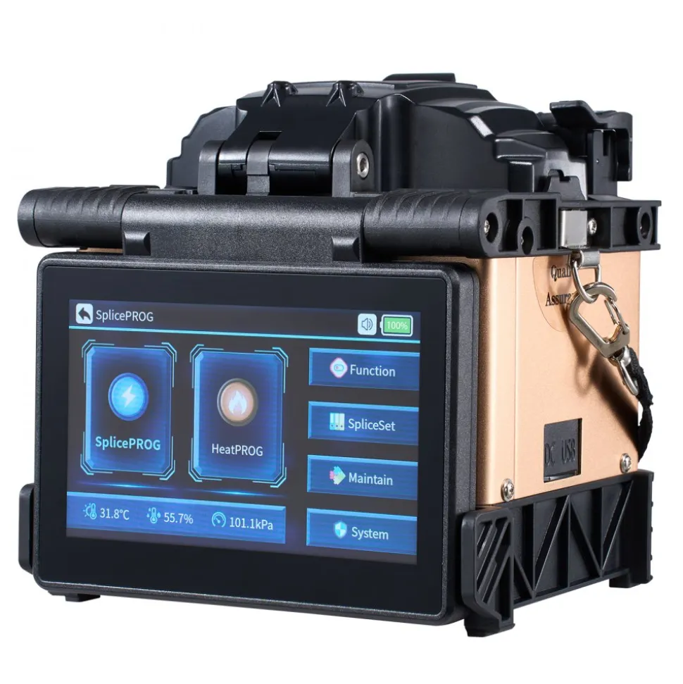 VEVOR Fiber Fusion Splicer 4 Motors, Clad Alignment Fiber Optic Splicer 6s Splicing & 13s Heating, Fiber Splicer Machine with 5" Touch Screen, 3 in 1 Fiber Holder, 7800mAh Battery for SM MM DS NZDS