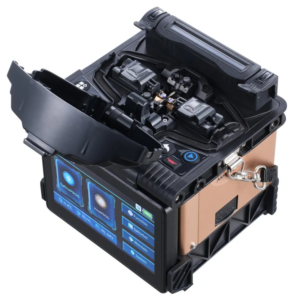 VEVOR Fiber Fusion Splicer 4 Motors, Clad Alignment Fiber Optic Splicer 6s Splicing & 13s Heating, Fiber Splicer Machine with 5" Touch Screen, 3 in 1 Fiber Holder, 7800mAh Battery for SM MM DS NZDS