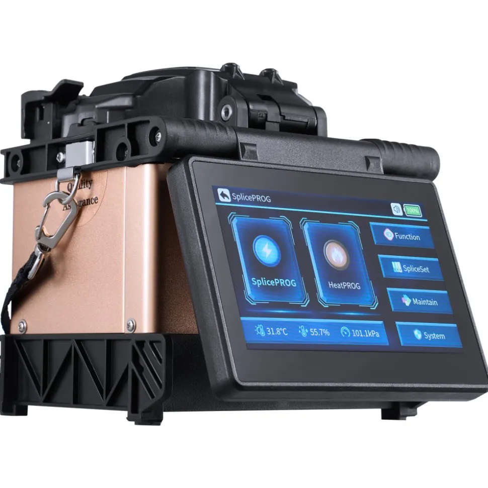 VEVOR Fiber Fusion Splicer 4 Motors, Clad Alignment Fiber Optic Splicer 6s Splicing & 13s Heating, Fiber Splicer Machine with 5" Touch Screen, 3 in 1 Fiber Holder, 7800mAh Battery for SM MM DS NZDS