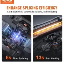 VEVOR Fiber Fusion Splicer 4 Motors, Clad Alignment Fiber Optic Splicer 6s Splicing & 13s Heating, Fiber Splicer Machine with 5