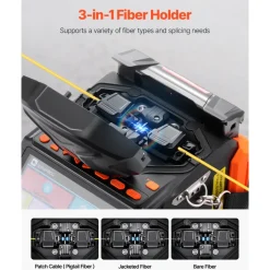 VEVOR Fiber Fusion Splicer 6 Motors, Core & Clad Alignment Fibers Optic Splicer with 6s Fast Splicing and 13s Heating, 5
