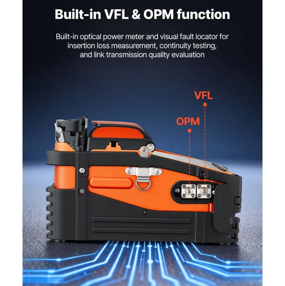 VEVOR Fiber Fusion Splicer 6 Motors, Core Alignment Fiber Optic Splicer 6s Splicing & 13s Heating, Fiber Splicer Machine with 5" Touch Screen, 3 in 1 Fiber Holder, 7800mAh Battery for SM MM DS NZDS
