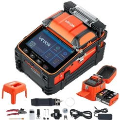 VEVOR Fiber Fusion Splicer 6 Motors, Core Alignment Fiber Optic Splicer 6s Splicing & 13s Heating, Fiber Splicer Machine with 5