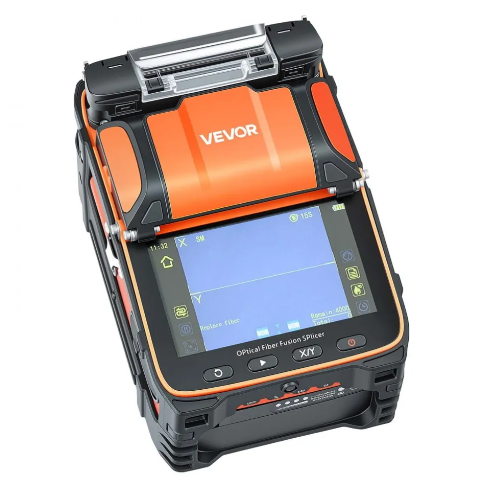 VEVOR Fiber Fusion Splicer 6 Motors, Core Alignment Fiber Optic Splicer 6s Splicing & 13s Heating, Fiber Splicer Machine with 5" Touch Screen, 3 in 1 Fiber Holder, 7800mAh Battery for SM MM DS NZDS
