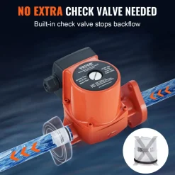 VEVOR 007-F5-7IFC Hot Water Recirculating Pump, 110V, 70W 23 GPM Hot Water Circulation Pump, 1
