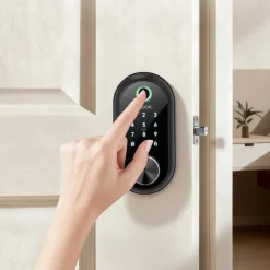 VEVOR Fingerprint Door Lock, Electronic Biometric Deadbolt with Pioneering Easy-Grip Design, Auto Locking, One-Time Code, Anti-Peeking Password, Keyless Entry Door Lock for Home Use, Matte Black