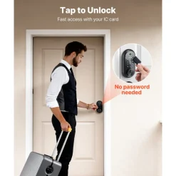 VEVOR Fingerprint Door Lock, Electronic Biometric Deadbolt with Pioneering Easy-Grip Design, Auto Locking, One-Time Code, Anti-Peeking Password, Keyless Entry Door Lock for Home Use, Matte Black