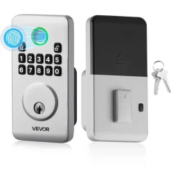 VEVOR Fingerprint Door Lock, Electronic Biometric Deadbolt with Pioneering Easy-Grip Design, Auto Locking, One-Time Code, Anti-Peeking Password, Keyless Entry Door Lock for Home, Apartment, Silver