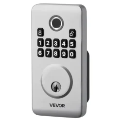 VEVOR Fingerprint Door Lock, Electronic Biometric Deadbolt with Pioneering Easy-Grip Design, Auto Locking, One-Time Code, Anti-Peeking Password, Keyless Entry Door Lock for Home, Apartment, Silver