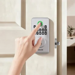 VEVOR Fingerprint Door Lock, Electronic Biometric Deadbolt with Pioneering Easy-Grip Design, Auto Locking, One-Time Code, Anti-Peeking Password, Keyless Entry Door Lock for Home, Apartment, Silver