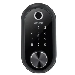 VEVOR Fingerprint Door Lock Set, Electronic Biometric Deadbolt Keyless Entry Door Lock with Handle, Pioneering Easy-Grip Design, Auto Locking, One-Time Code, Anti-Peeking Password, Matte Black