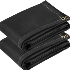 VEVOR Fire Blankets, 2 Pack Welding Blankets, 6' x 10' Fire Suppression Blanket, 1022 °F Flame Retardant Blanket, Black Fire Emergency Blankets, Fiberglass Fire Retardant Blanket with 8 Brass Gromme