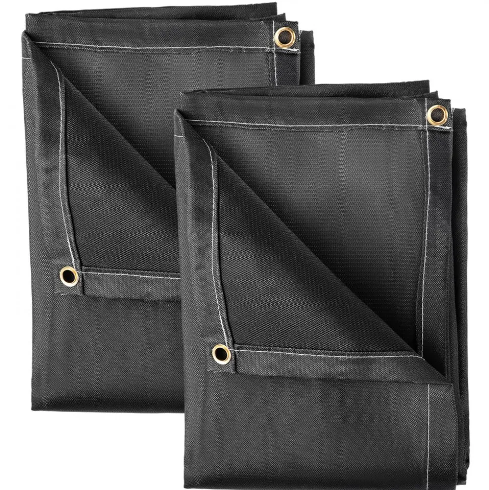 VEVOR Fire Blankets, 2 Pack Welding Blankets, 6' x 10' Fire Suppression Blanket, 1022 °F Flame Retardant Blanket, Black Fire Emergency Blankets, Fiberglass Fire Retardant Blanket with 8 Brass Gromme