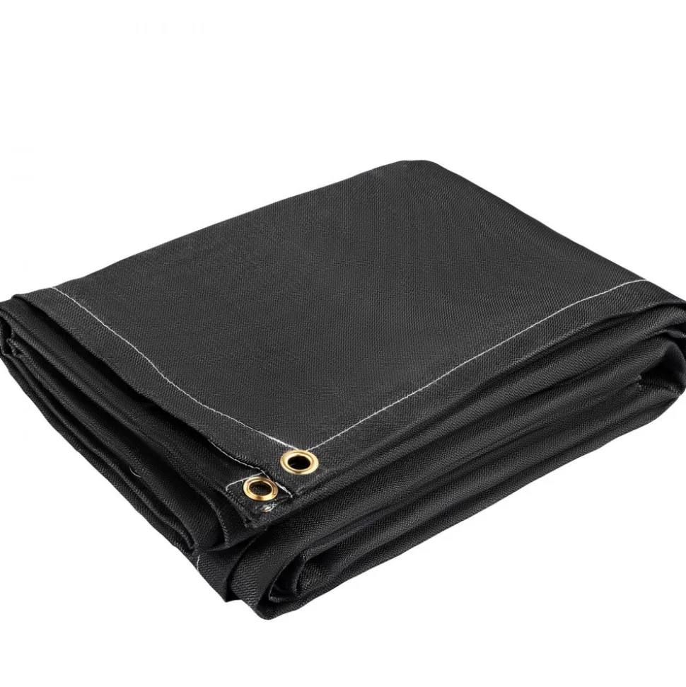 VEVOR Fire Blankets, 2 Pack Welding Blankets, 6' x 10' Fire Suppression Blanket, 1022 °F Flame Retardant Blanket, Black Fire Emergency Blankets, Fiberglass Fire Retardant Blanket with 8 Brass Gromme
