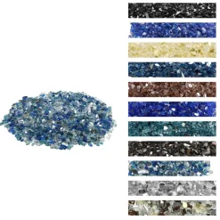 VEVOR Fire Glass, 10 LBS / 4.5 KG Fireplace Rocks, 1/2-Inch / 12.7 mm Reflective Firepit Glass Rock, High Luster & Smokeless Stone Landscaping for Fire Pit Table, Cobalt Blue + Aqua Blue + Clear