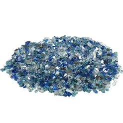 VEVOR Fire Glass, 10 LBS / 4.5 KG Fireplace Rocks, 1/2-Inch / 12.7 mm Reflective Firepit Glass Rock, High Luster & Smokeless Stone Landscaping for Fire Pit Table, Cobalt Blue + Aqua Blue + Clear