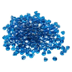 VEVOR Fire Glass, 20 LBS / 9 KG High-Temperature Resistant Fireplace Rocks, 1 Inch / 25.4 mm Reflective Firepit Glass Diamond Beads, High Luster Stone Landscaping for Fire Pit Table, Caribbean Blue