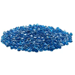 VEVOR Fire Glass, 20 LBS / 9 KG High-Temperature Resistant Fireplace Rocks, 1 Inch / 25.4 mm Reflective Firepit Glass Diamond Beads, High Luster Stone Landscaping for Fire Pit Table, Caribbean Blue