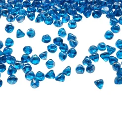 VEVOR Fire Glass, 20 LBS / 9 KG High-Temperature Resistant Fireplace Rocks, 1 Inch / 25.4 mm Reflective Firepit Glass Diamond Beads, High Luster Stone Landscaping for Fire Pit Table, Caribbean Blue