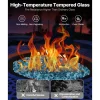 VEVOR Fire Glass, 20 LBS / 9 KG High-Temperature Resistant Fireplace Rocks, 1/2-Inch / 12.7 mm Reflective & Smokeless Firepit Glass Rock, High Luster Stone Landscaping for Fire Pit Table, Aqua Blue