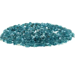 VEVOR Fire Glass, 20 LBS / 9 KG High-Temperature Resistant Fireplace Rocks, 1/2-Inch / 12.7 mm Reflective & Smokeless Firepit Glass Rock, High Luster Stone Landscaping for Fire Pit Table, Aqua Blue