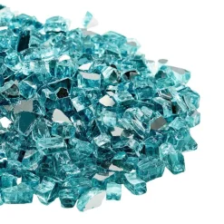 VEVOR Fire Glass, 20 LBS / 9 KG High-Temperature Resistant Fireplace Rocks, 1/2-Inch / 12.7 mm Reflective & Smokeless Firepit Glass Rock, High Luster Stone Landscaping for Fire Pit Table, Aqua Blue
