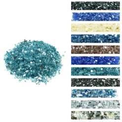 VEVOR Fire Glass, 20 LBS / 9 KG High-Temperature Resistant Fireplace Rocks, 1/2-Inch / 12.7 mm Reflective & Smokeless Firepit Glass Rock, High Luster Stone Landscaping for Fire Pit Table, Aqua Blue
