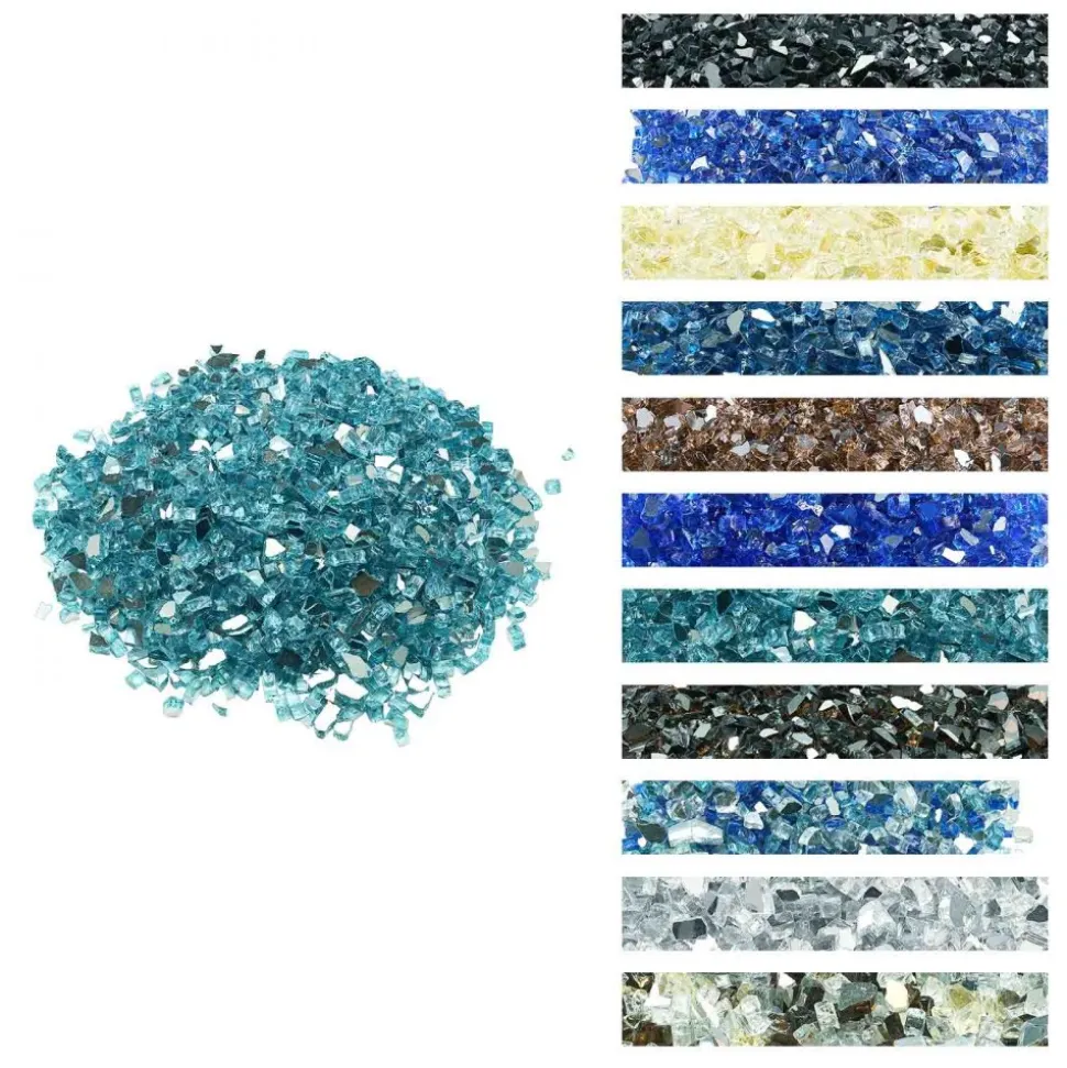 VEVOR Fire Glass, 20 LBS / 9 KG High-Temperature Resistant Fireplace Rocks, 1/2-Inch / 12.7 mm Reflective & Smokeless Firepit Glass Rock, High Luster Stone Landscaping for Fire Pit Table, Aqua Blue