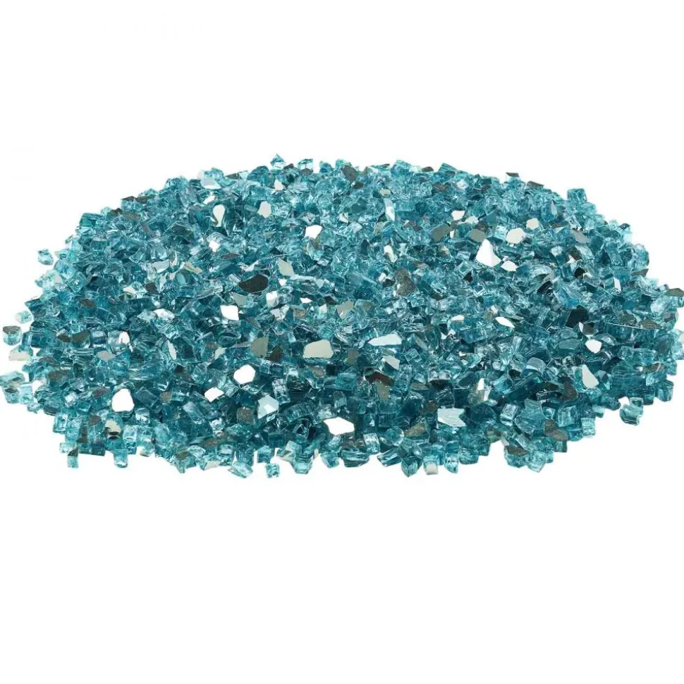 VEVOR Fire Glass, 20 LBS / 9 KG High-Temperature Resistant Fireplace Rocks, 1/2-Inch / 12.7 mm Reflective & Smokeless Firepit Glass Rock, High Luster Stone Landscaping for Fire Pit Table, Aqua Blue