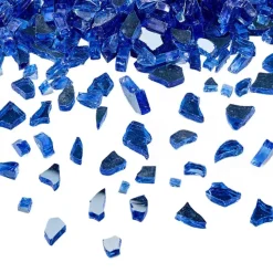 VEVOR Fire Glass, 10LBS / 4.5KG High-Temperature Resistant Fireplace Rocks, 1/4-Inch / 6.35 mm Reflective & Smokeless Firepit Glass Rock, High Luster Stone Landscaping for Fire Pit Table, Cobalt Blue