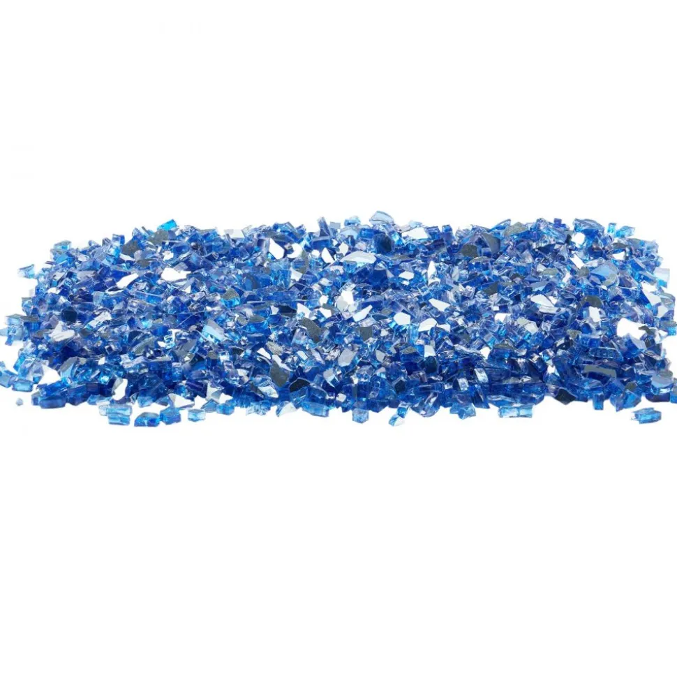 VEVOR Fire Glass, 10LBS / 4.5KG High-Temperature Resistant Fireplace Rocks, 1/4-Inch / 6.35 mm Reflective & Smokeless Firepit Glass Rock, High Luster Stone Landscaping for Fire Pit Table, Cobalt Blue