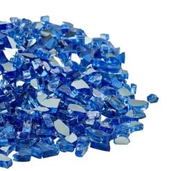 VEVOR Fire Glass, 10LBS / 4.5KG High-Temperature Resistant Fireplace Rocks, 1/4-Inch / 6.35 mm Reflective & Smokeless Firepit Glass Rock, High Luster Stone Landscaping for Fire Pit Table, Cobalt Blue