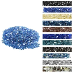 VEVOR Fire Glass, 10LBS / 4.5KG High-Temperature Resistant Fireplace Rocks, 1/4-Inch / 6.35 mm Reflective & Smokeless Firepit Glass Rock, High Luster Stone Landscaping for Fire Pit Table, Cobalt Blue