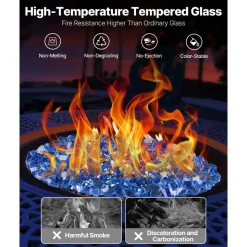 VEVOR Fire Glass, 10LBS / 4.5KG High-Temperature Resistant Fireplace Rocks, 1/4-Inch / 6.35 mm Reflective & Smokeless Firepit Glass Rock, High Luster Stone Landscaping for Fire Pit Table, Cobalt Blue