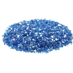 VEVOR Fire Glass, 10LBS / 4.5KG High-Temperature Resistant Fireplace Rocks, 1/4-Inch / 6.35 mm Reflective & Smokeless Firepit Glass Rock, High Luster Stone Landscaping for Fire Pit Table, Cobalt Blue