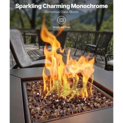 VEVOR Fire Glass, 10 LBS / 4.5 KG High-Temperature Resistant Fireplace Rocks, 1/2-Inch / 12.7 mm Reflective & Smokeless Firepit Glass Rock, High Luster Stone Landscaping for Fire Pit Table, Copper