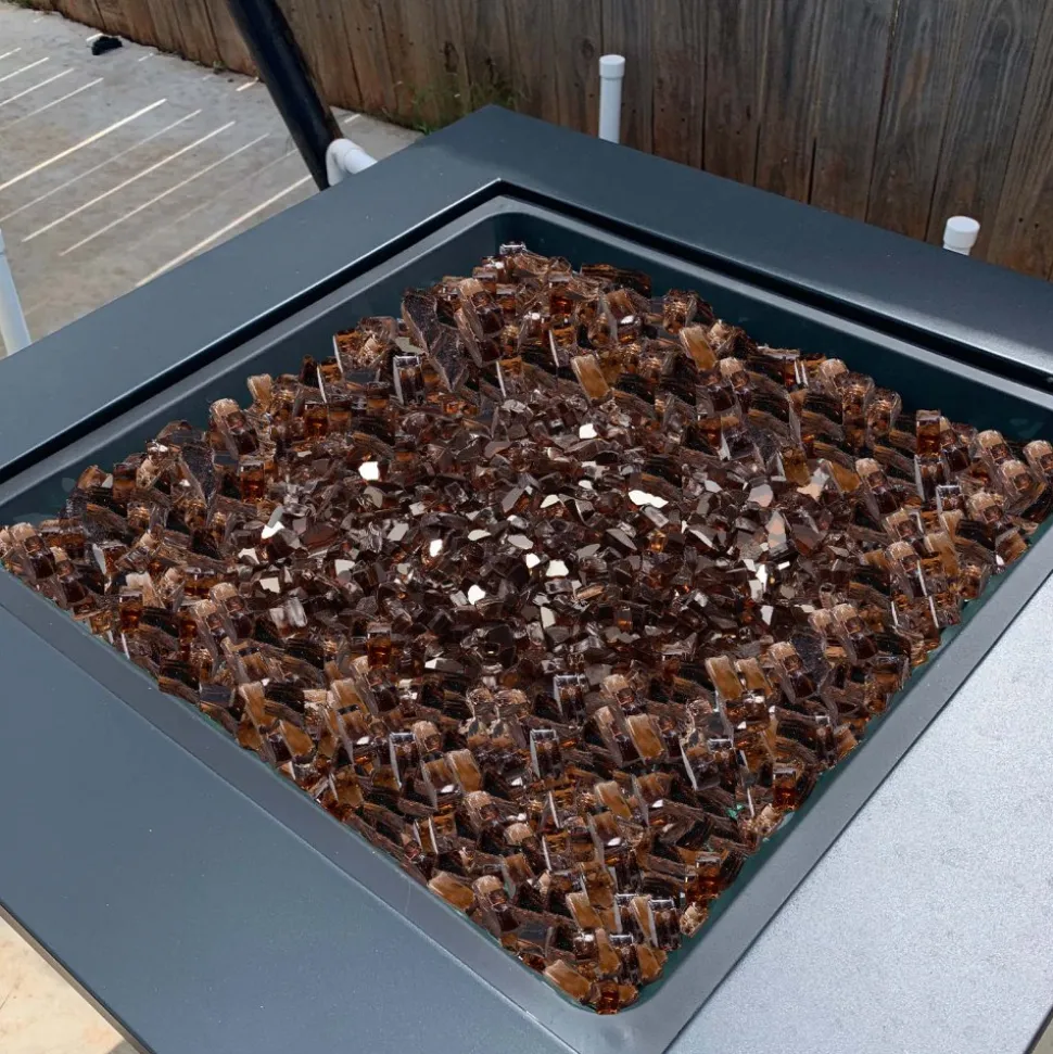 VEVOR Fire Glass, 10 LBS / 4.5 KG High-Temperature Resistant Fireplace Rocks, 1/2-Inch / 12.7 mm Reflective & Smokeless Firepit Glass Rock, High Luster Stone Landscaping for Fire Pit Table, Copper