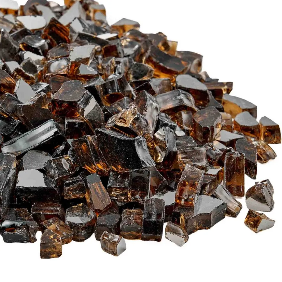 VEVOR Fire Glass, 10 LBS / 4.5 KG High-Temperature Resistant Fireplace Rocks, 1/2-Inch / 12.7 mm Reflective & Smokeless Firepit Glass Rock, High Luster Stone Landscaping for Fire Pit Table, Copper
