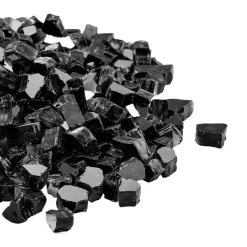 VEVOR Fire Glass, 20 LBS / 9.0 KG High-Temperature Resistant Fireplace Rocks, 1/2-Inch / 12.7 mm Reflective & Smokeless Firepit Glass Rock, High Luster Stone Landscaping for Fire Pit Table, Black
